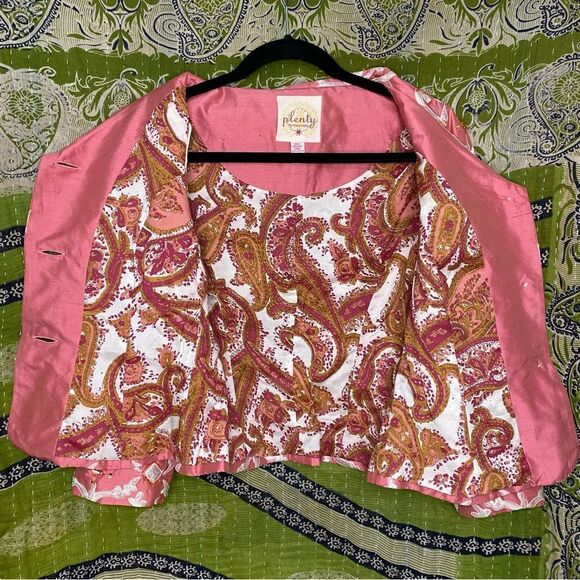 NWOT Y2K Plenty by Tracy Reese x Anthropologie Pink Silk Beaded Blazer Size 4 - Picture 7 of 15